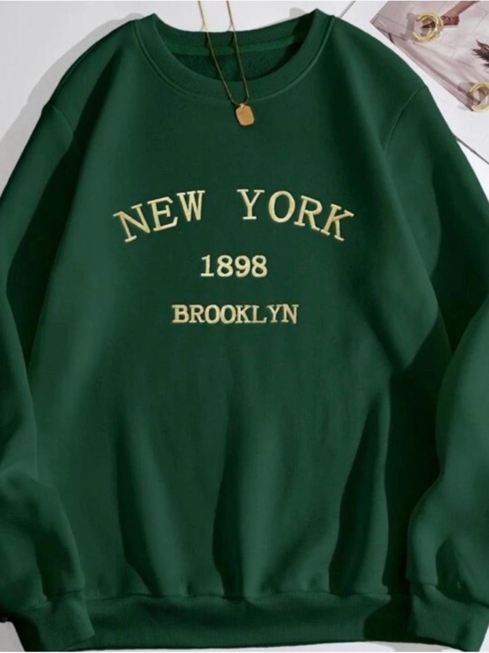 Forest Green 'New York 1898 Brooklyn' Crewneck Sweatshirt